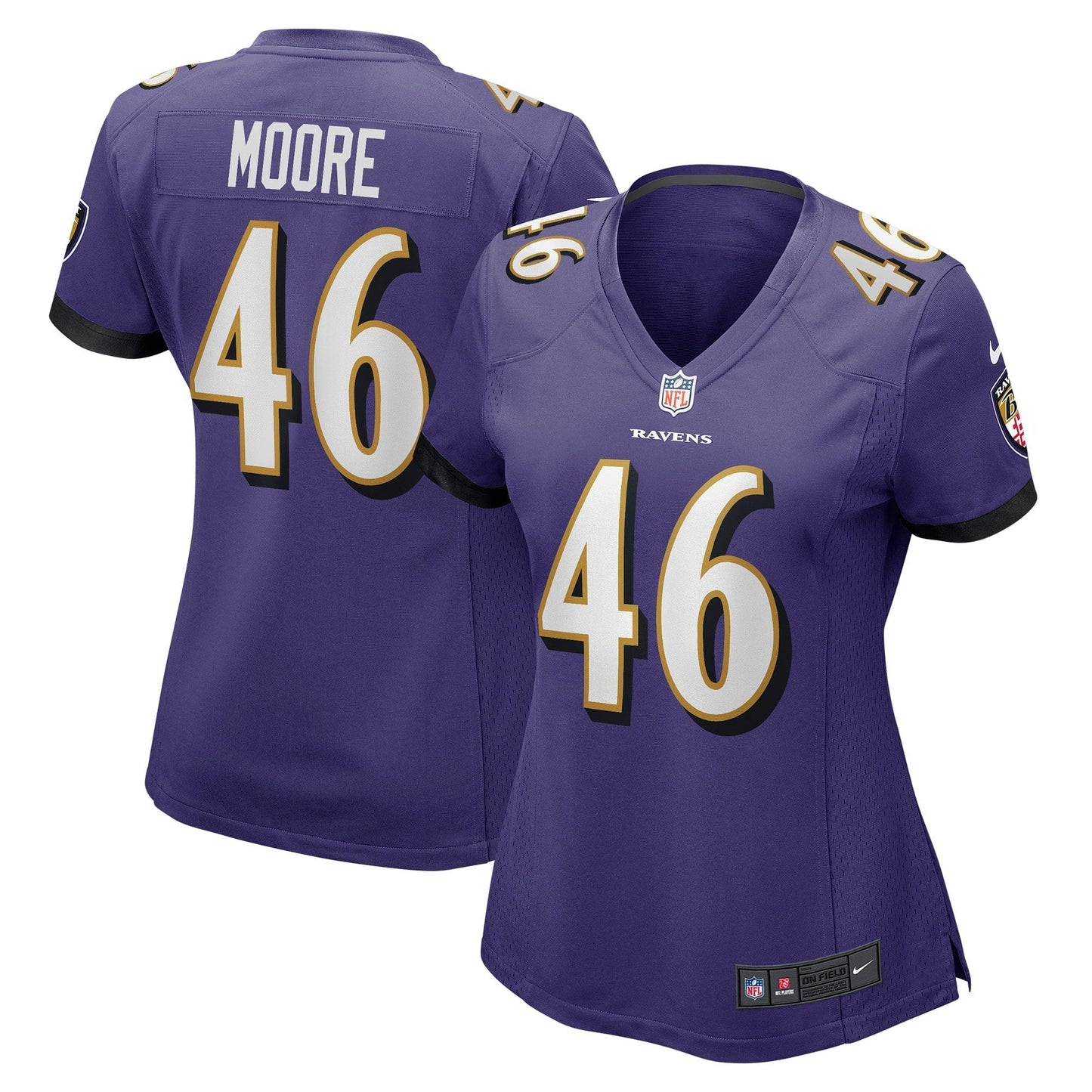 Women's Nike Nick Moore Purple Baltimore Ravens Game Player Jersey