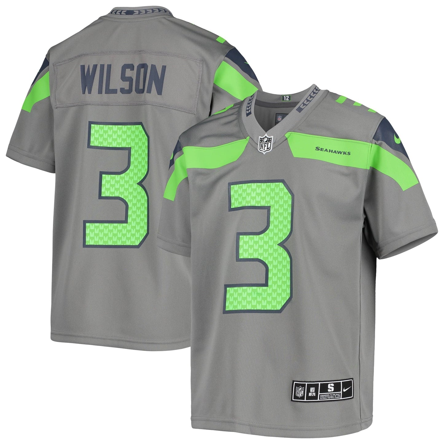 Youth Nike  Russell Wilson  Gray Seattle Seahawks Inverted Team Game Jersey